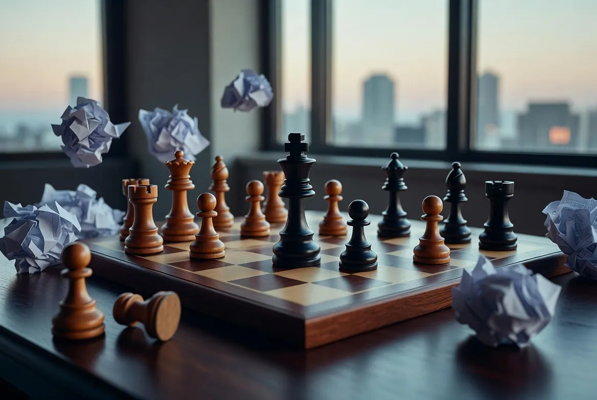 Chess pieces on a board, symbolizing strategic proxy and election battles in condo governance